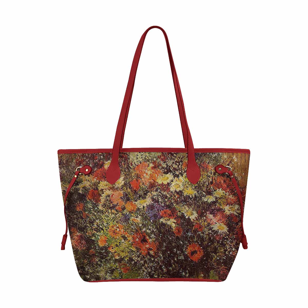 Vintage Floral Handbag, Classic Handbag, Mod 1695361 Design 24, RED TRIM