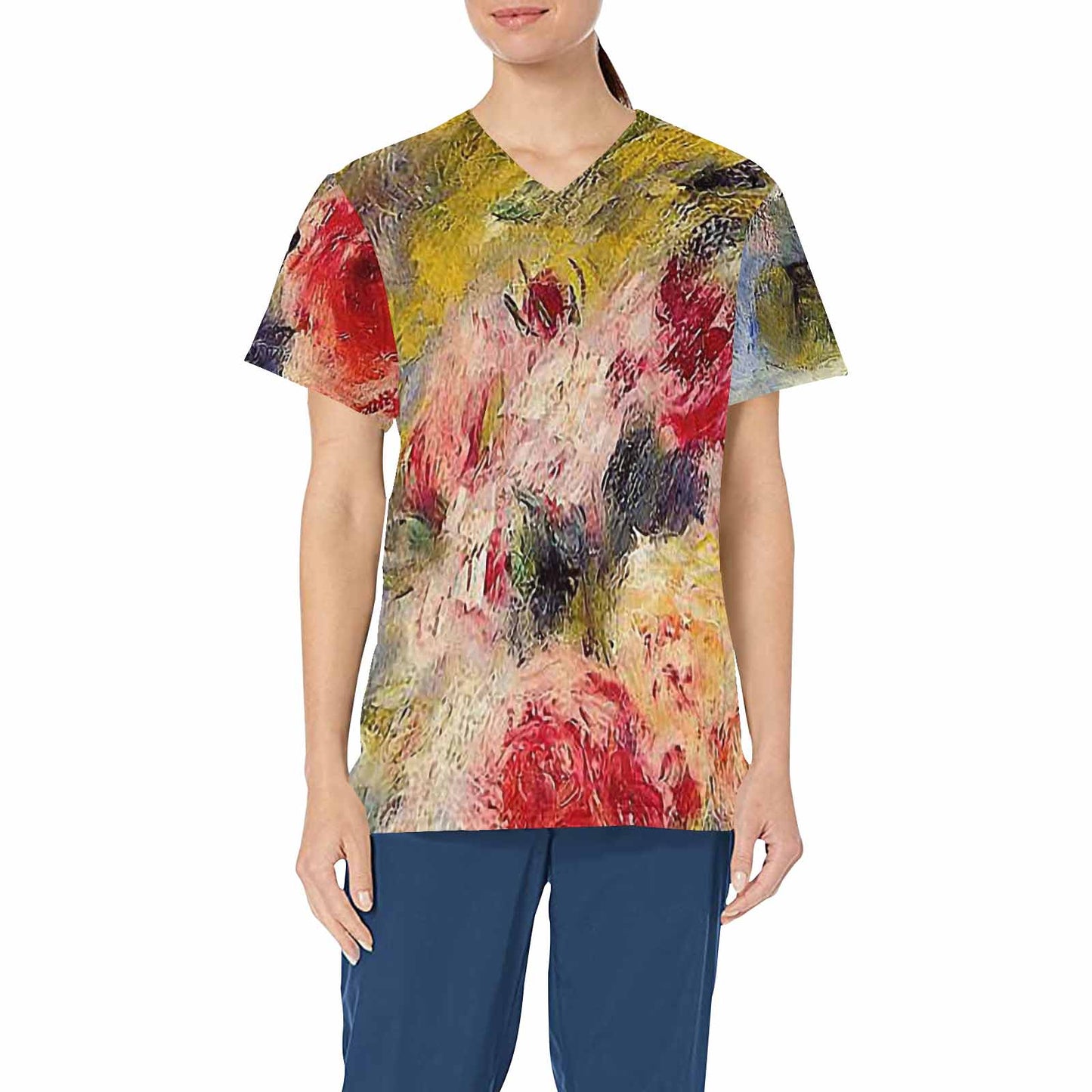 Vintage Floral professional scrubs, nurses scrub, unisex, Design 26