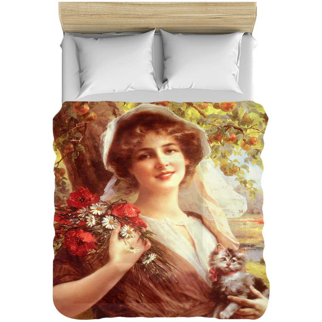 Victorian lady design comforter, twin, twin XL, queen or king, COUNTRY SUMMER
