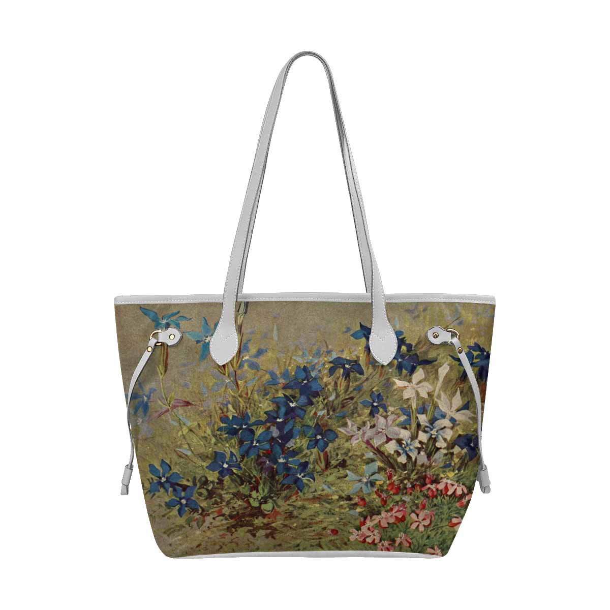 Vintage Floral Handbag, Classic Handbag, Mod 1695361 Design 39, WHITE TRIM