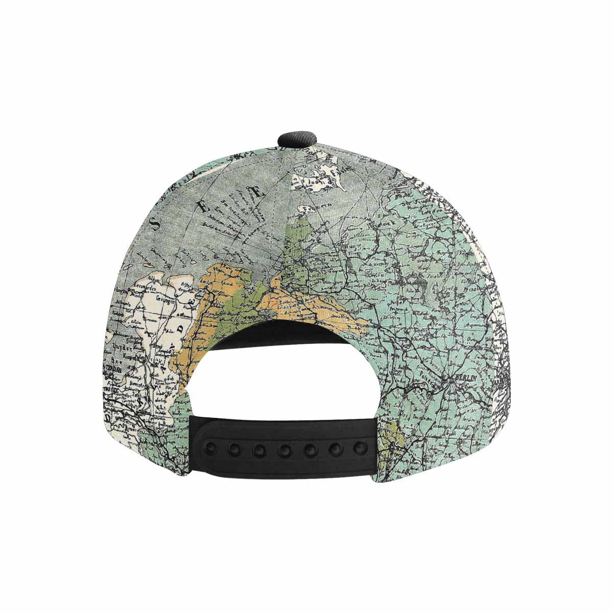 Antique Map design mens or womens deep snapback cap, trucker hat, Design 18