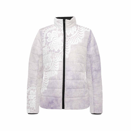 Victorian Lace print womens padded quilted jacket, design 40