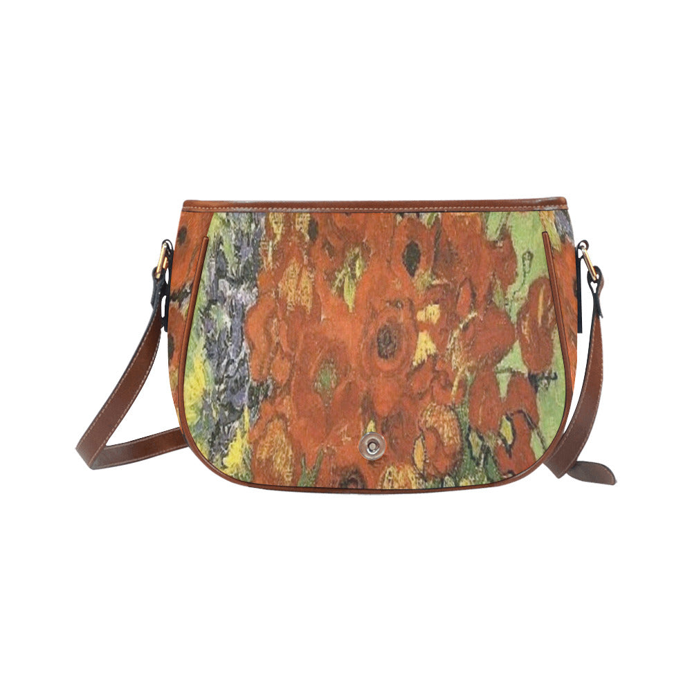 Vintage floral handbag, Design 56 Model 1695341 Saddle Bag/Large (Model 1649)