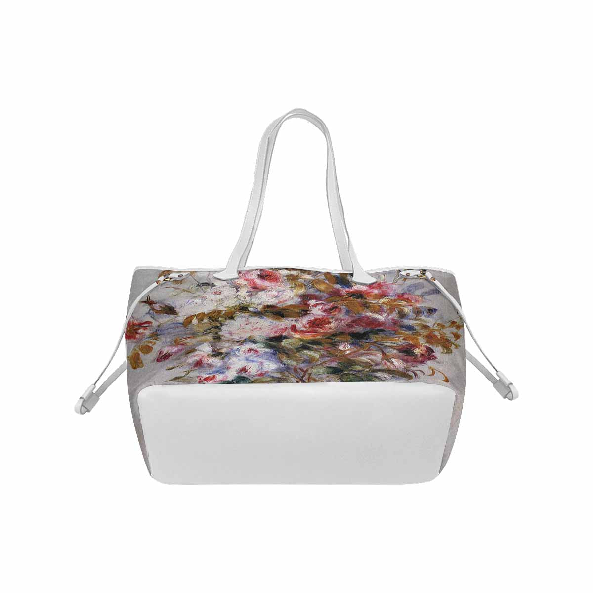 Vintage Floral Handbag, Classic Handbag, Mod 1695361 Design 12, WHITE TRIM