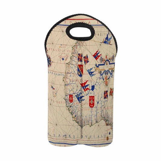 2 Bottle Antique map wine bag,Design 45