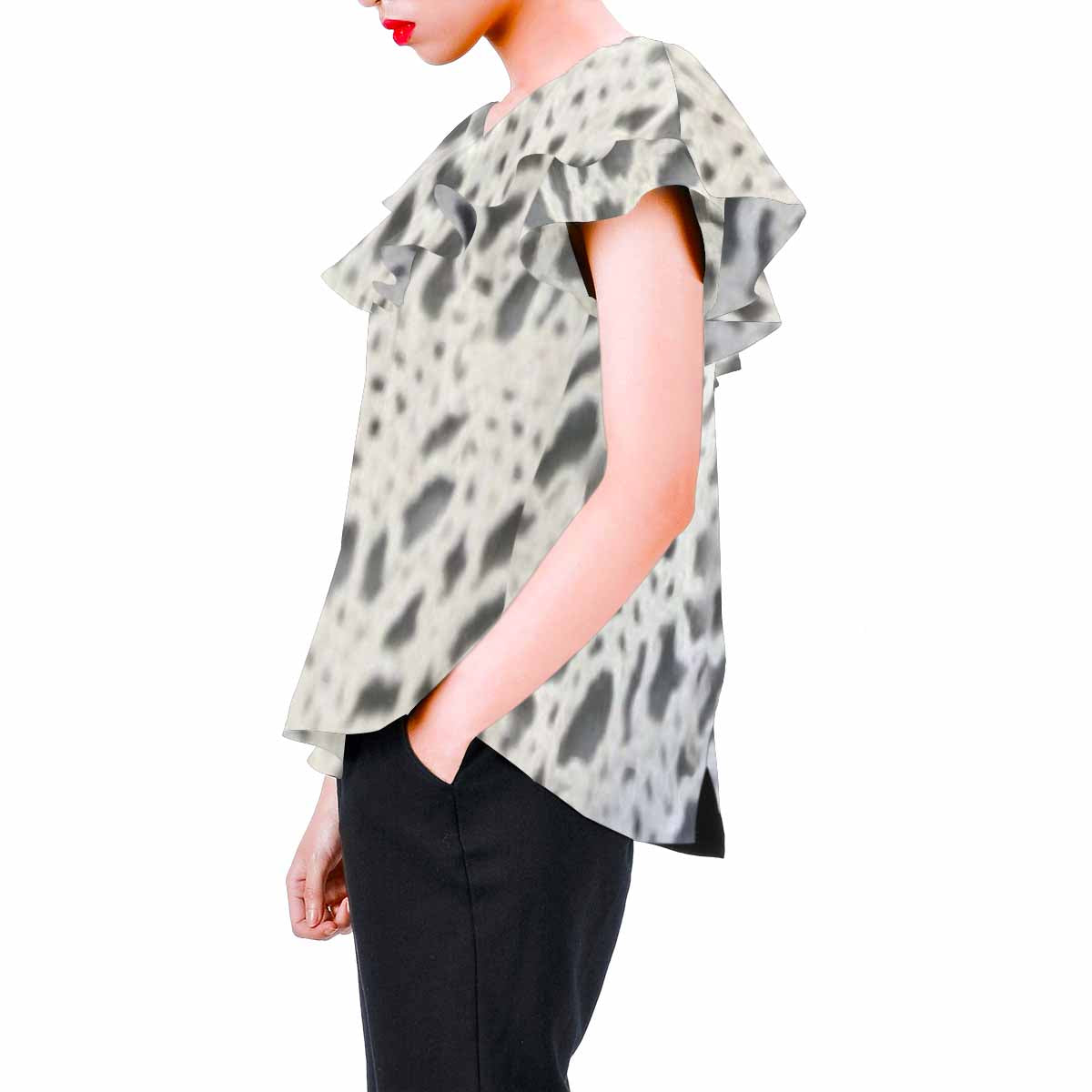 Victorian Lace print Chiffon Blouse, design 12