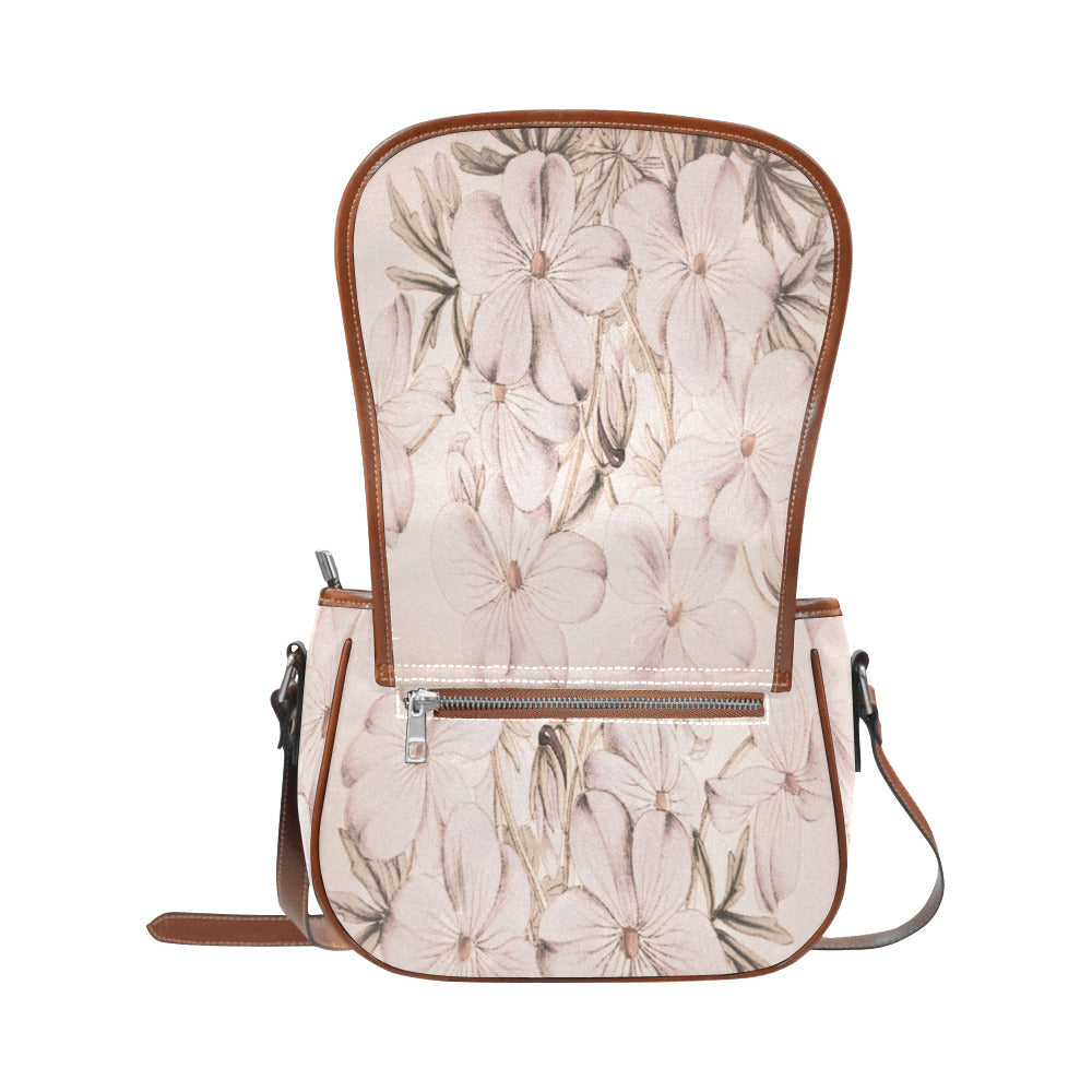 Vintage floral handbag, Design 13x Model 1695341 Saddle Bag/Large (Model 1649)
