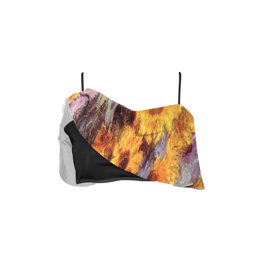 Vintage floral flounce bikini top, Design 49