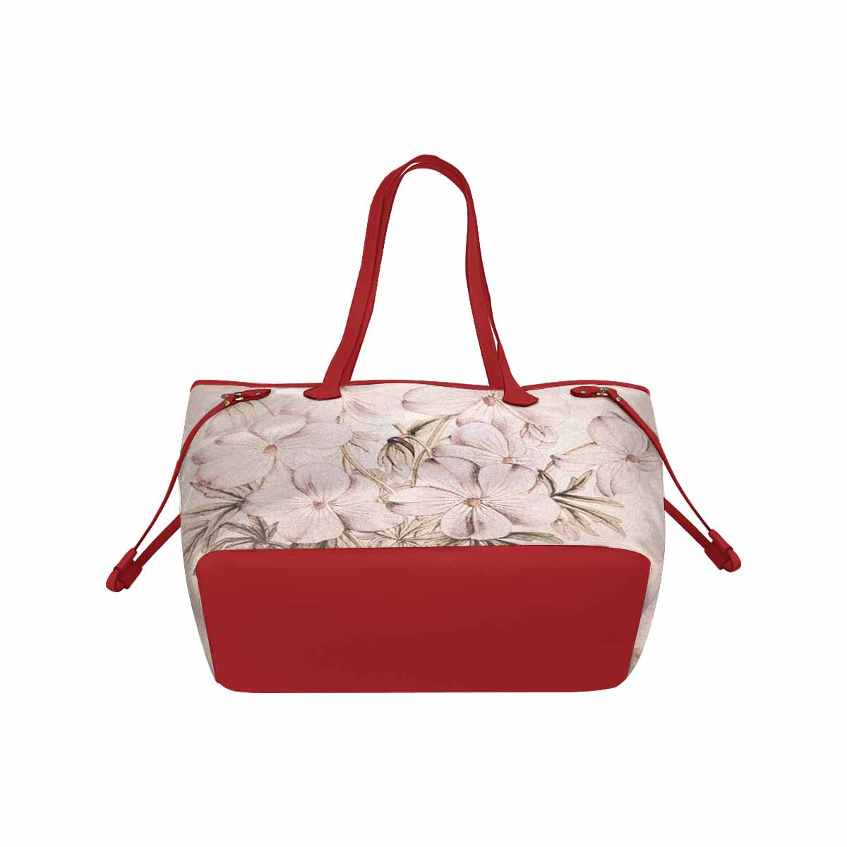 Vintage Floral Handbag, Classic Handbag, Mod 1695361 Design 13x, RED TRIM