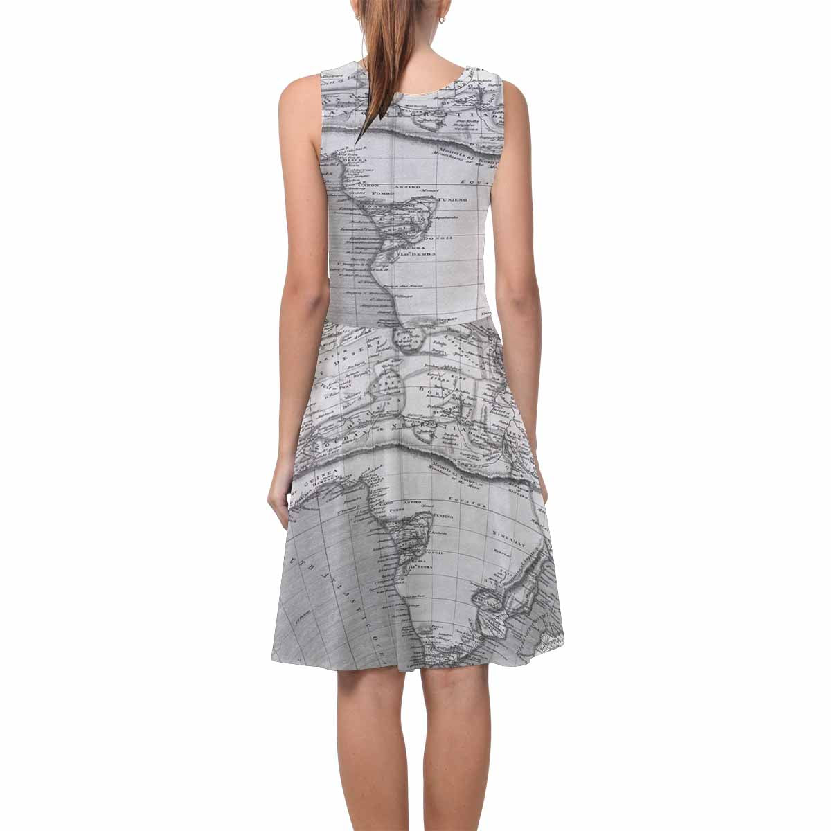 Antique Map casual summer dress, MODEL 09534, design 12