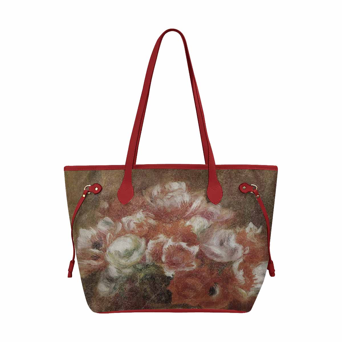 Vintage Floral Handbag, Classic Handbag, Mod 1695361 Design 15, RED TRIM