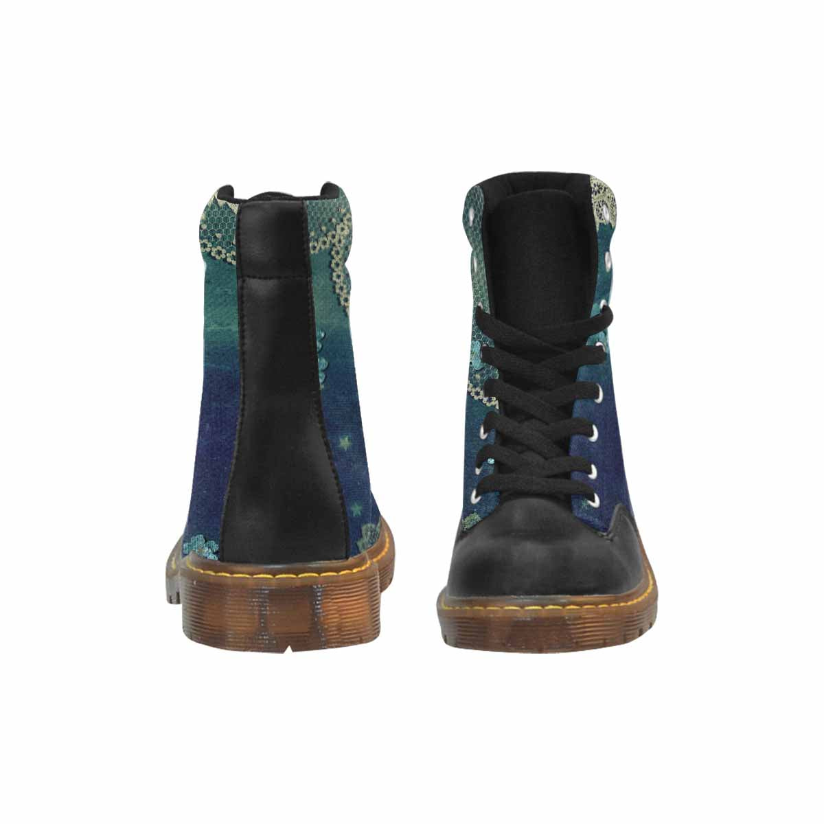 Victorian lace print, cute but tough, Winter walk about  boots, design 04