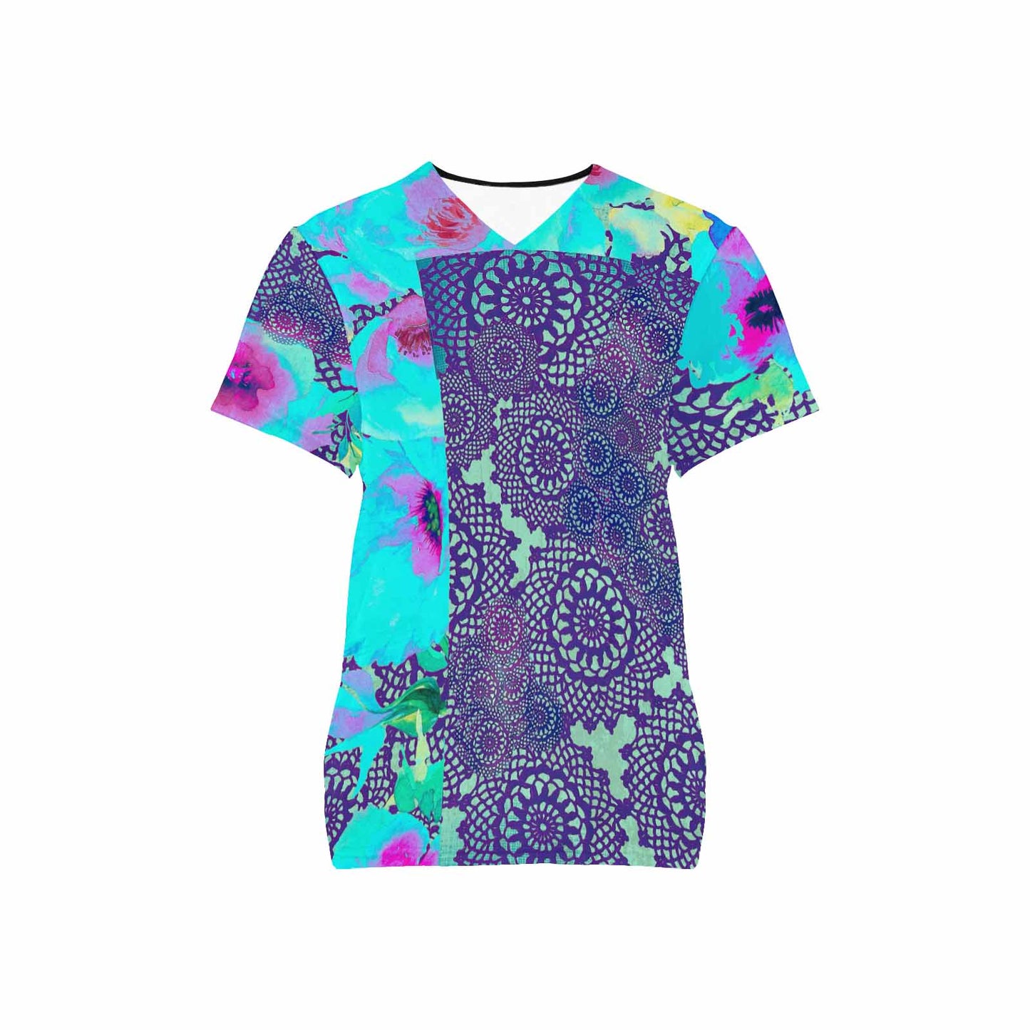 Victorian lace print professional scrubs, nurses scrub, unisex, design 14