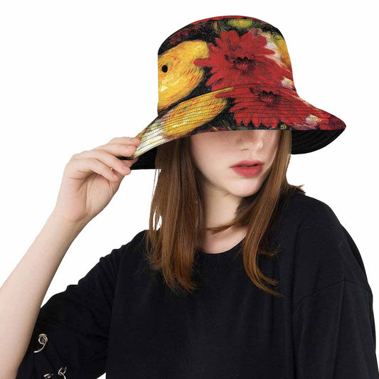 Vintage floral unisex bucket boonie Hat, outdoors hat, Design 25