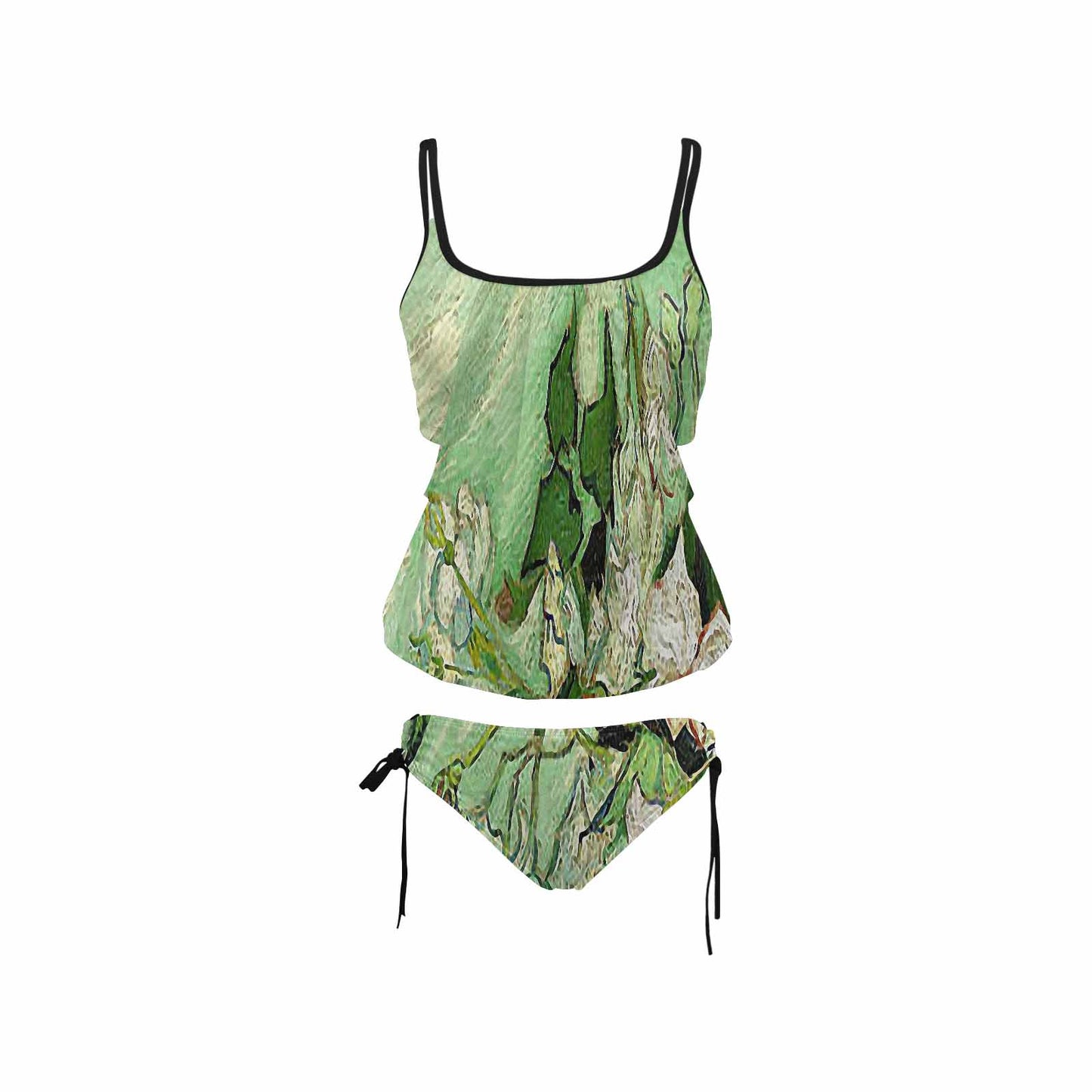 Vintage floral,cover belly tankini beach wear, swim wear, Design 45