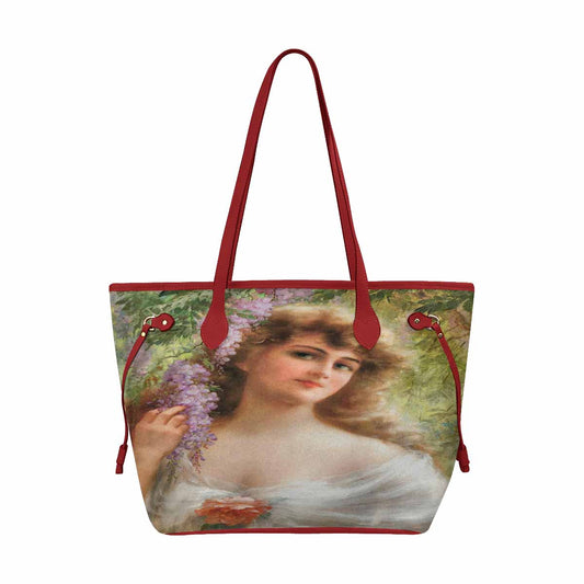 Victorian Lady Design Handbag, Model 1695361, Portrait Of A Woman, RED TRIM