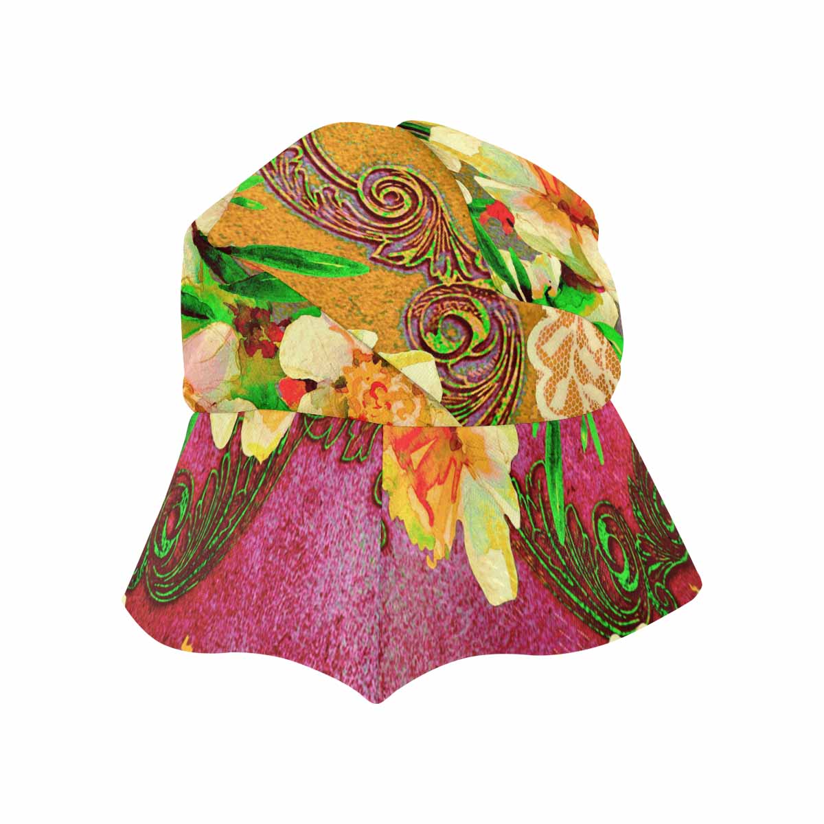 Victorian lace print, wide brim sunvisor Hat, outdoors hat, design 48
