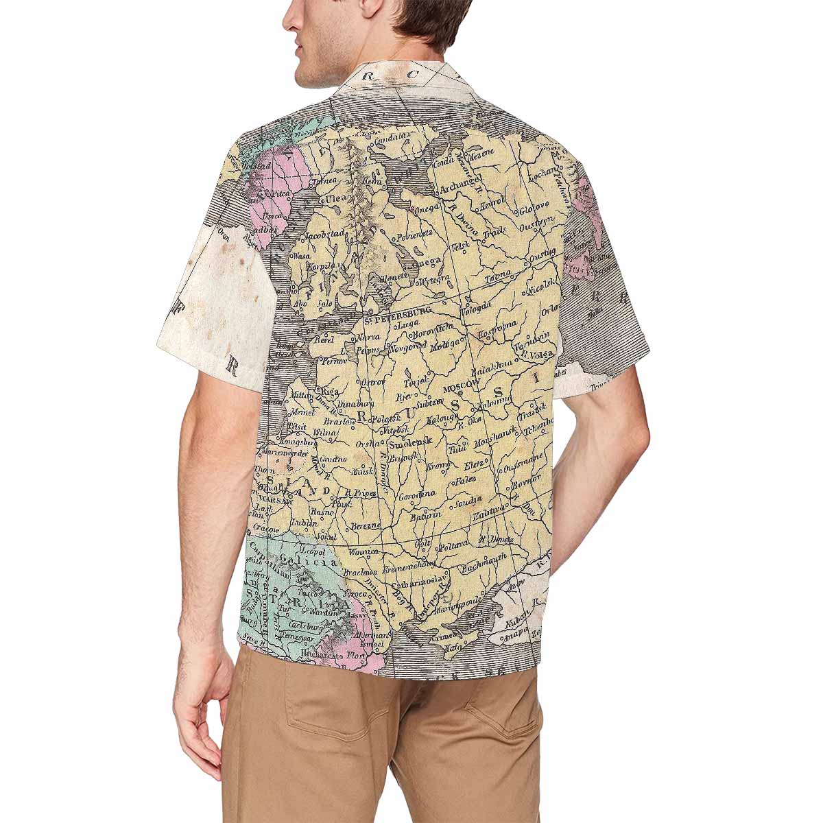 Antique Map design Hawaiian mens shirt, Design 9