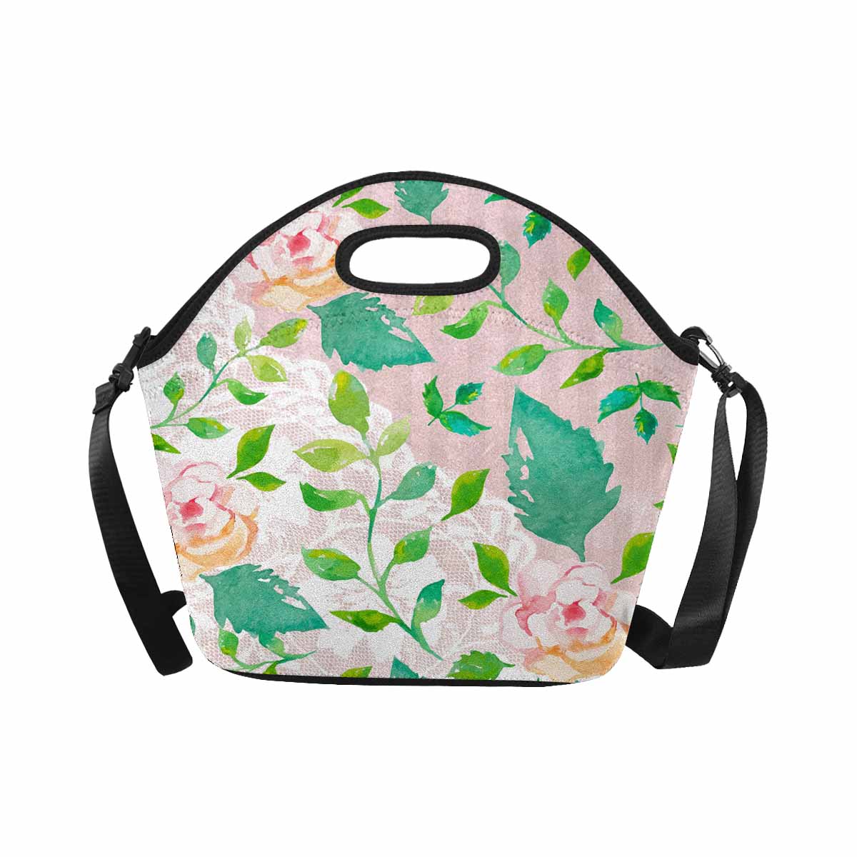 Victorian lace print insulated lunch bag, design 21