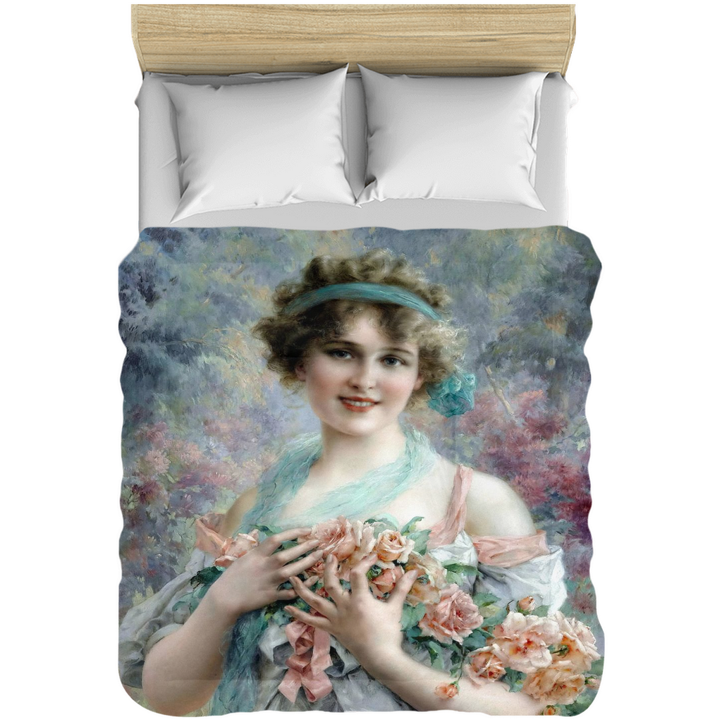 Victorian lady design comforter, twin, twin XL, queen or king, The Rose Girl