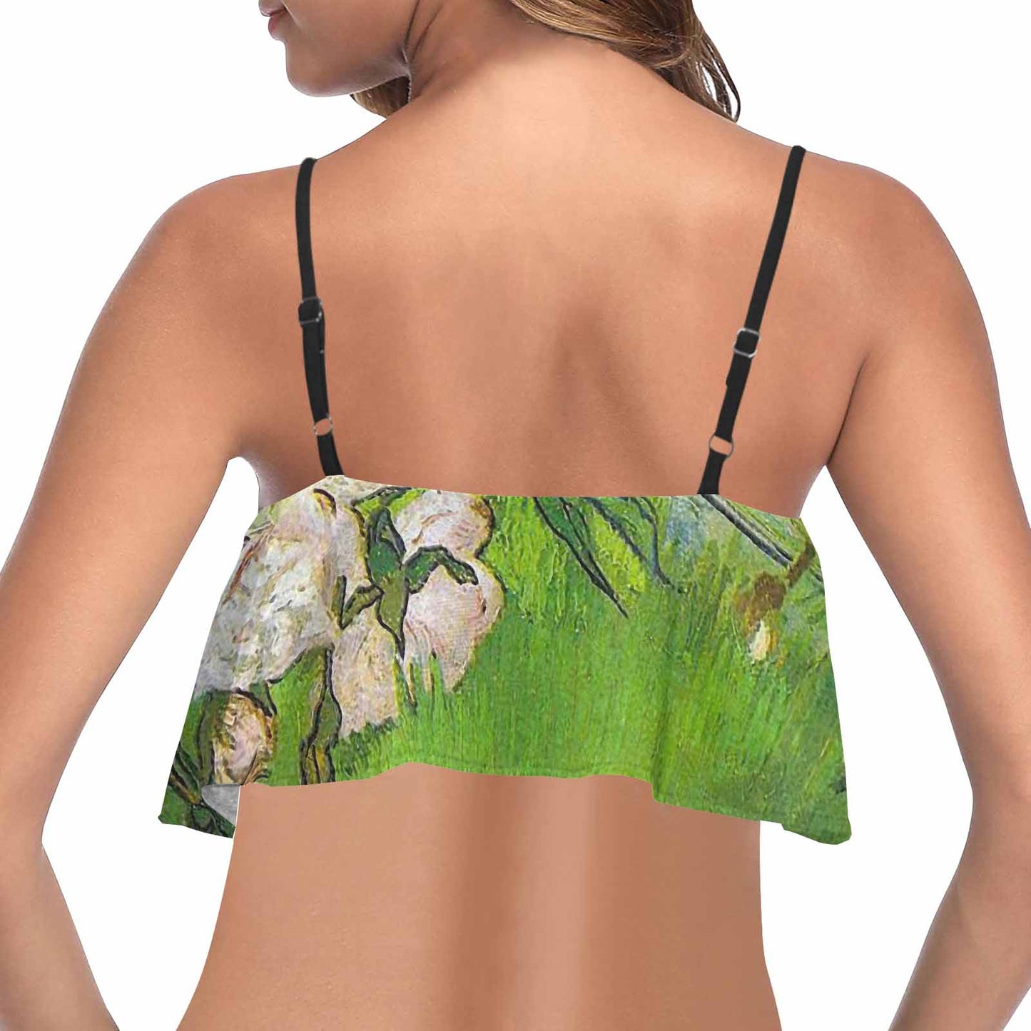 Vintage floral flounce bikini top, Design 06