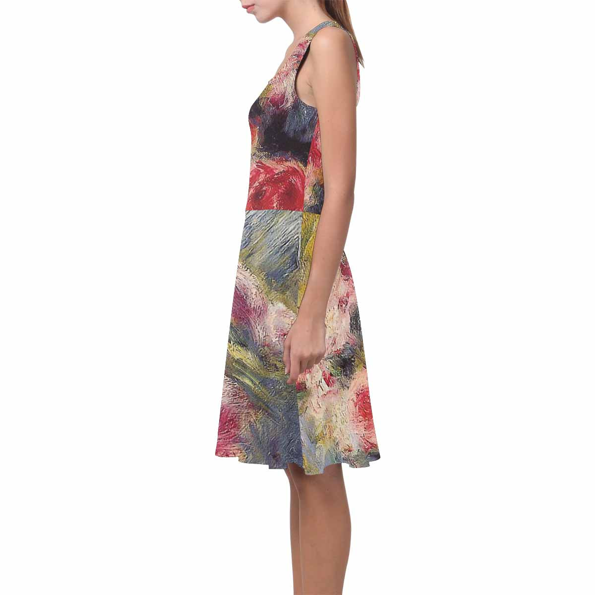 Vintage floral short summer flare dress,  XS to 3XL plus size, model D09534 Design 26
