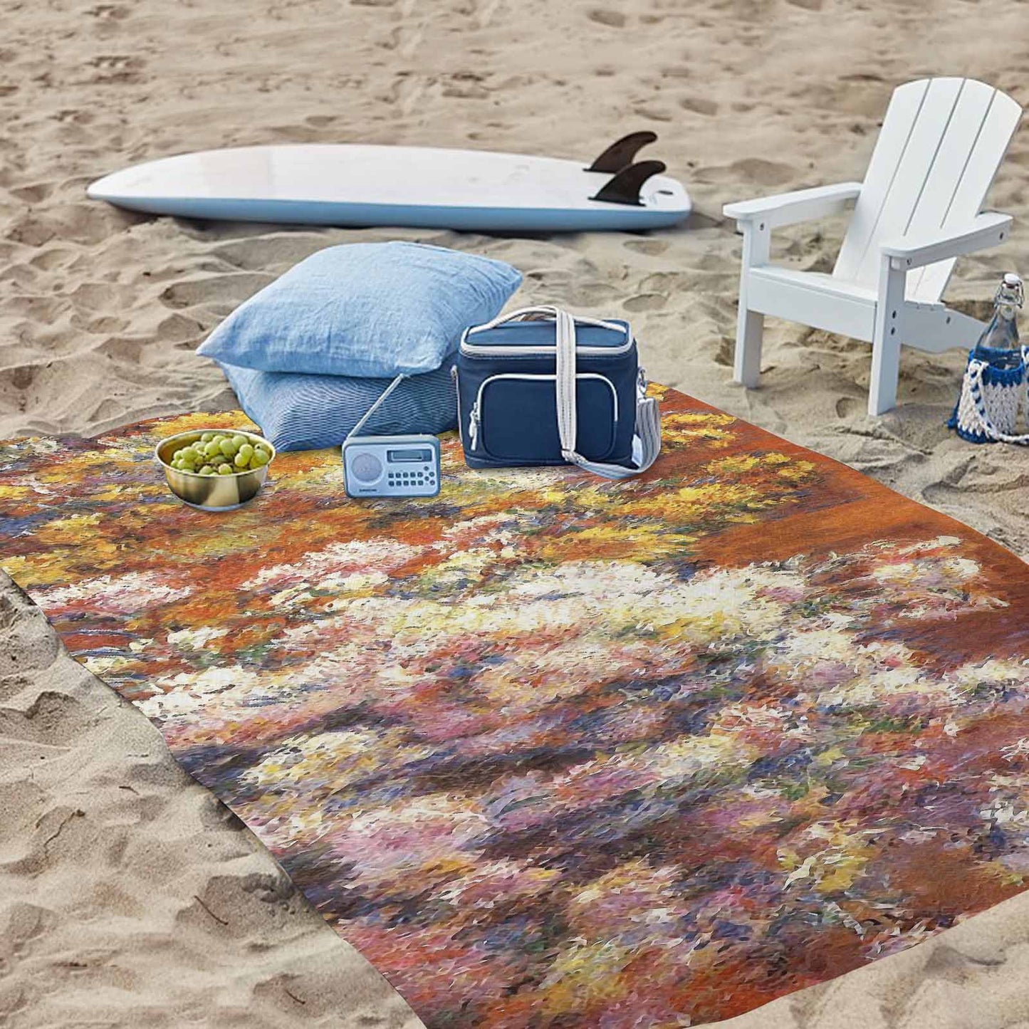 Vintage Floral waterproof picnic mat, 81 x 55in, Design 57