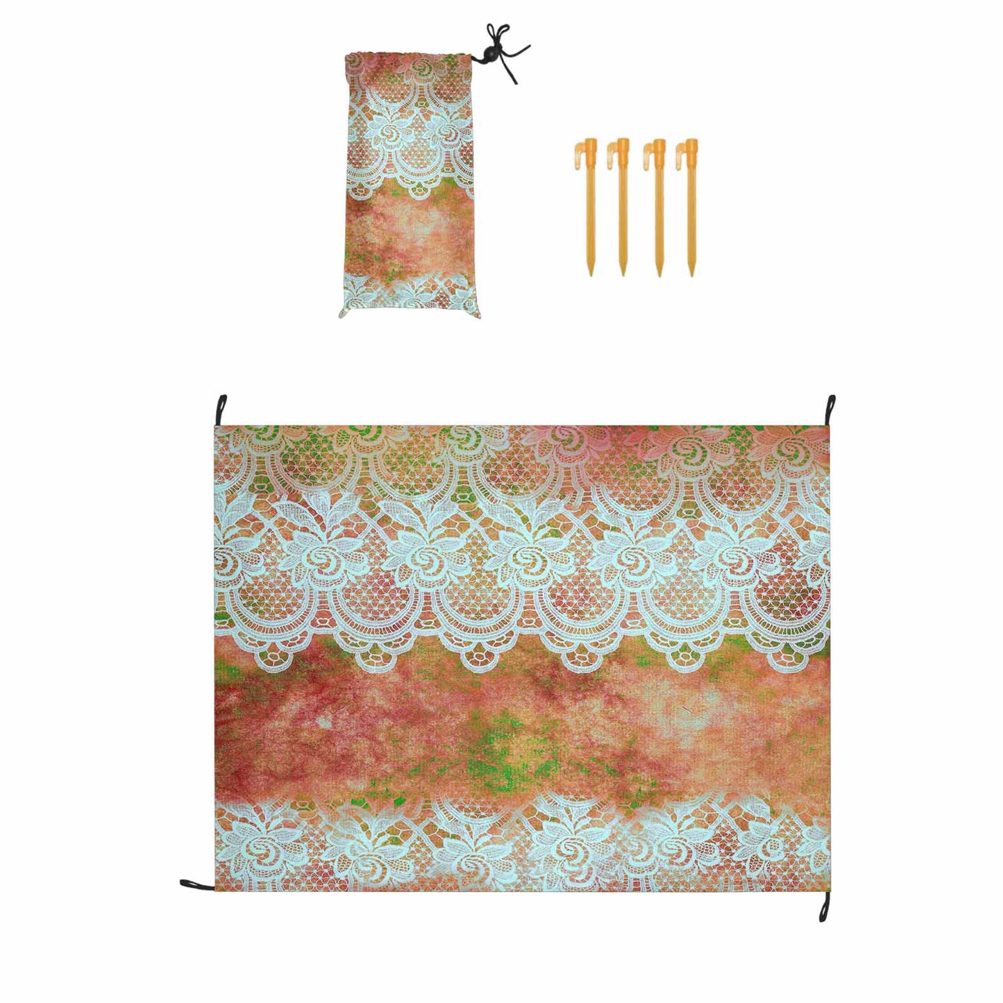 Victorian lace print waterproof picnic mat, 69 x 55in, design 31
