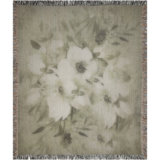 100% cotton Vintage Floral design woven blanket, 50 x 60 or 60 x 80in, Design 03x