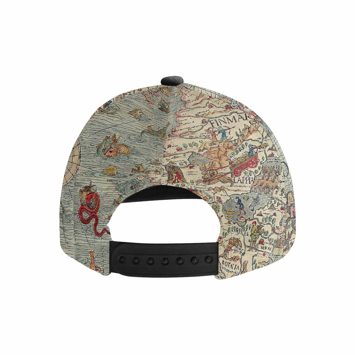 Antique Map design mens or womens deep snapback cap, trucker hat, Design 15
