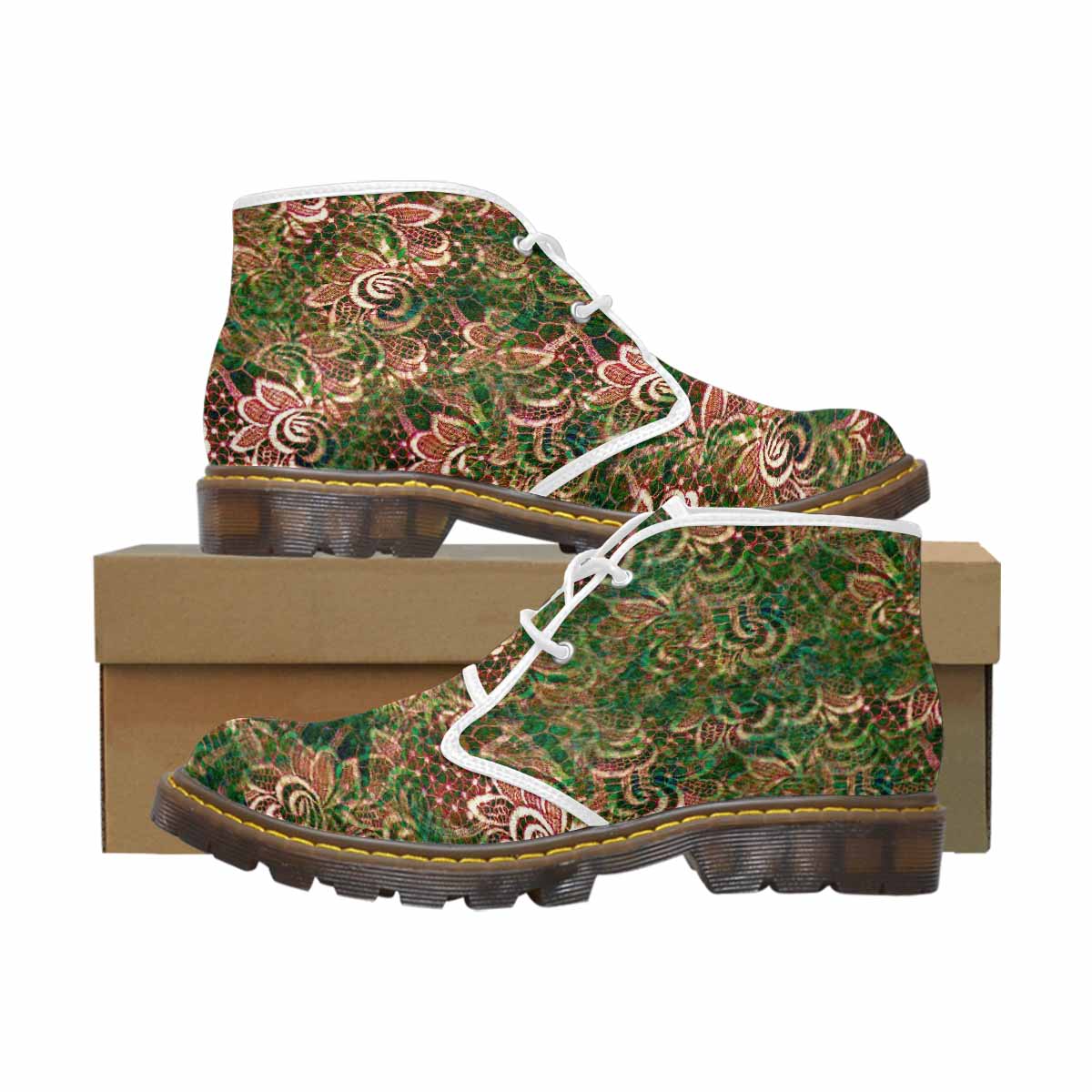 Lace Print, Cute comfy womens Chukka boots, design 34