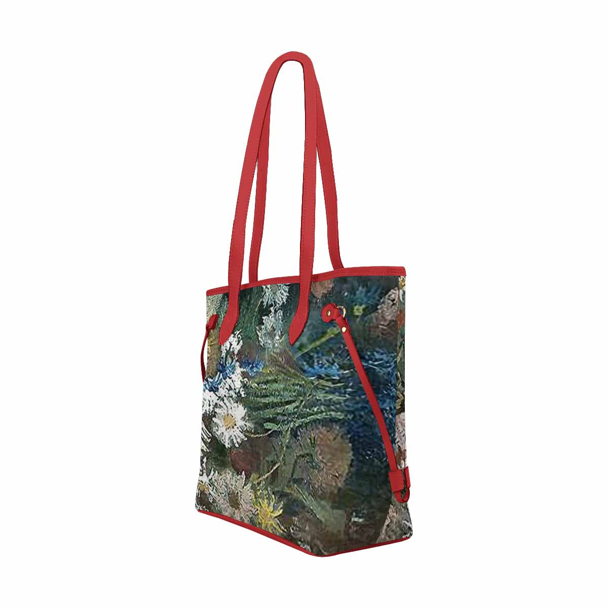Vintage Floral Handbag, Classic Handbag, Mod 1695361 Design 52 RED TRIM