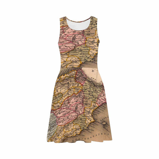 Antique Map casual summer dress, MODEL 09534, design 08