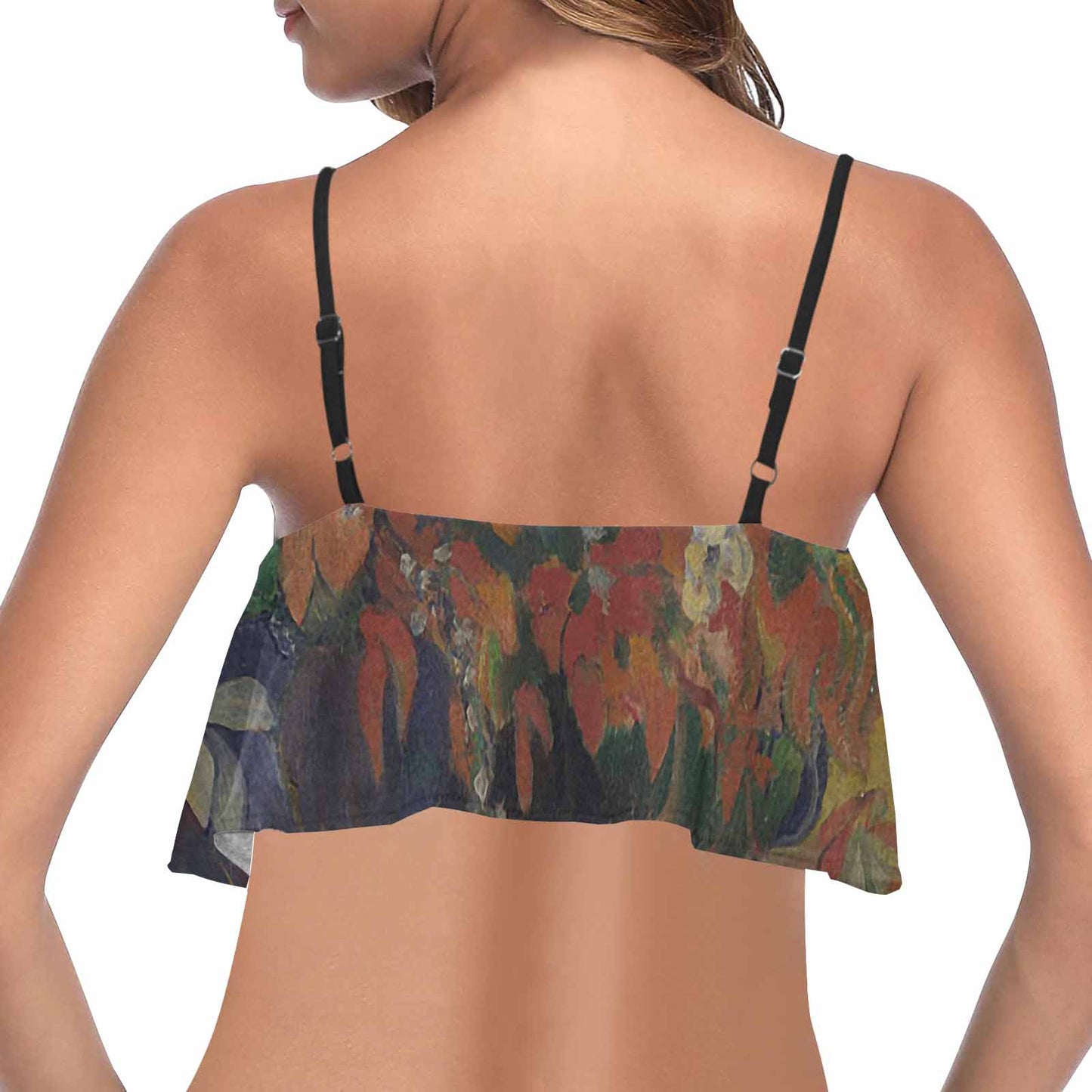 Vintage floral flounce bikini top, Design 10
