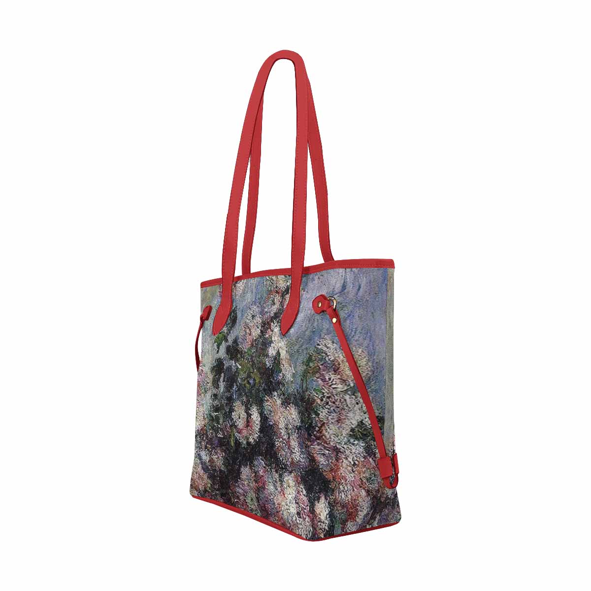 Vintage Floral Handbag, Classic Handbag, Mod 1695361 Design 44, RED TRIM