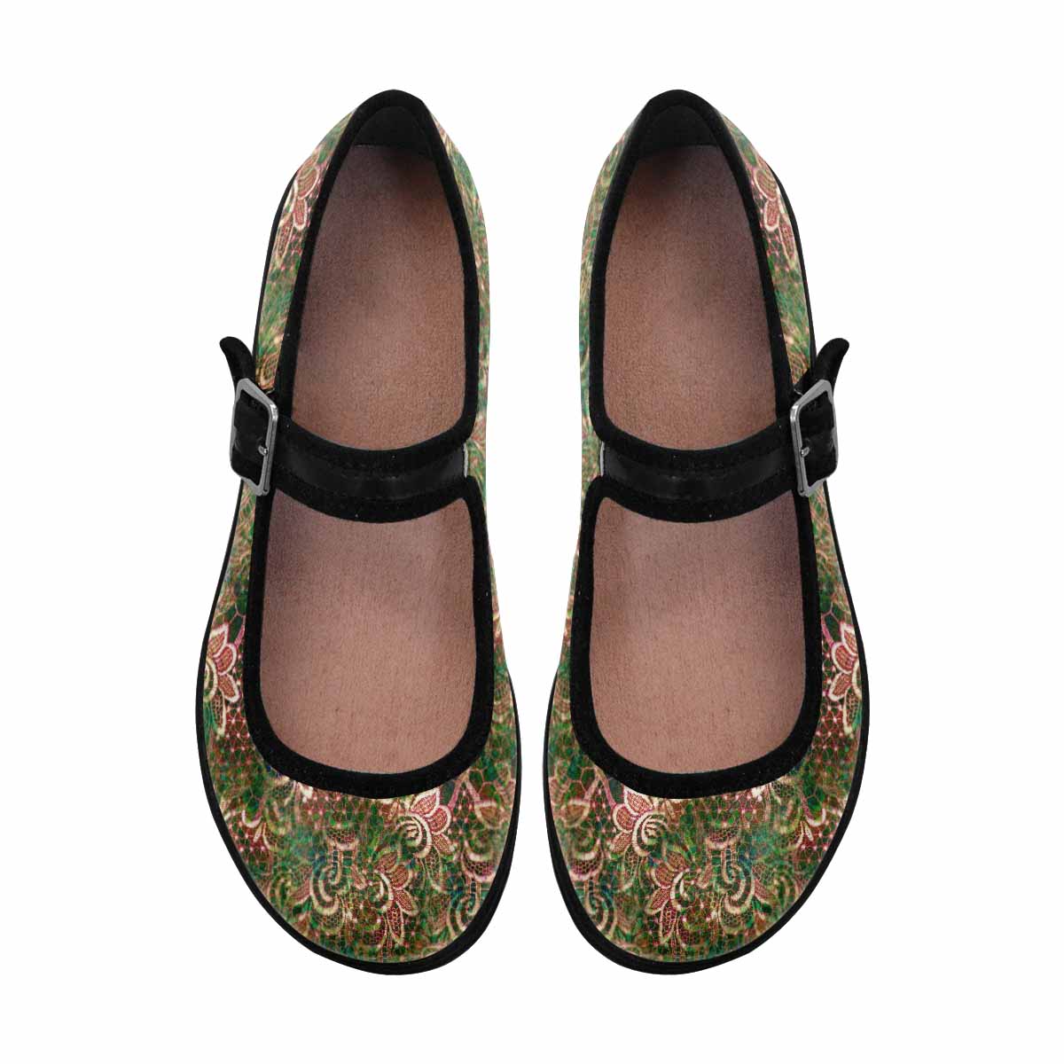 Victorian lace print, cute, vintage style women's Mary Jane shoes, design 34