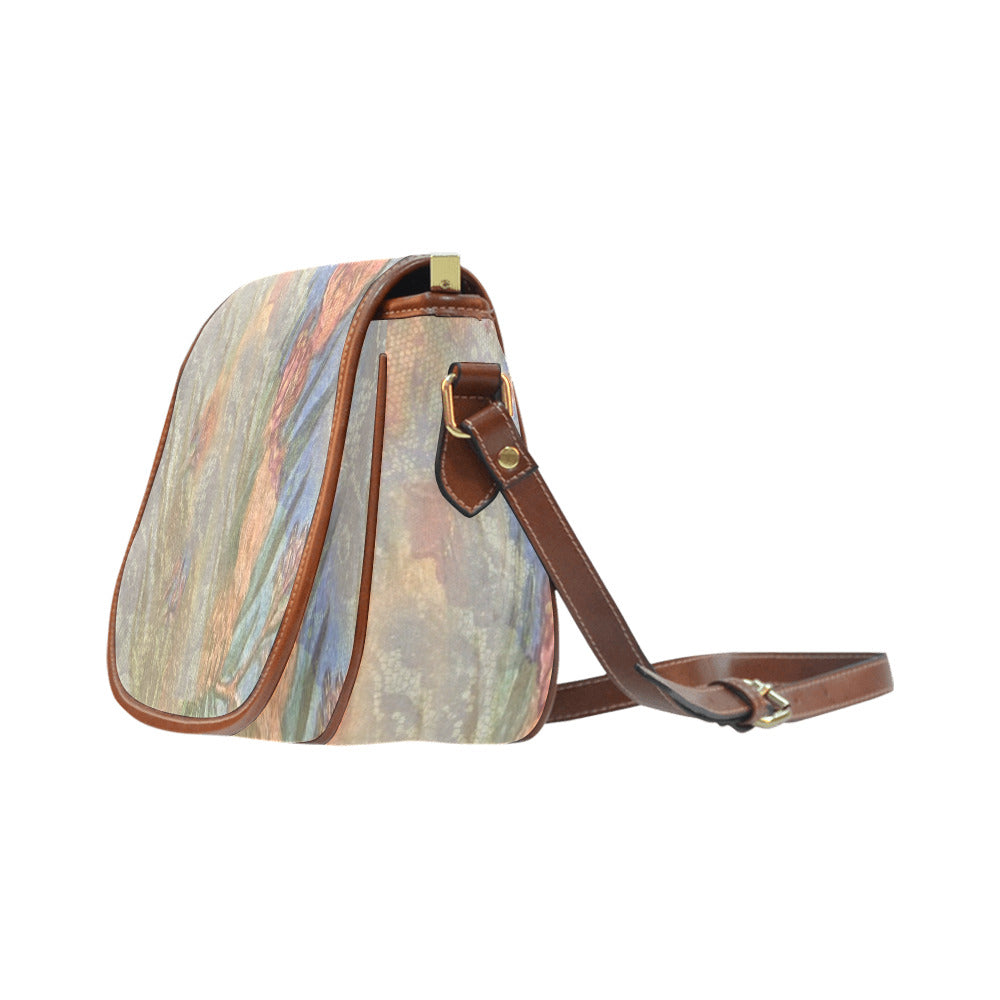Vintage floral handbag, Design 50x Model 1695341 Saddle Bag/Large (Model 1649)