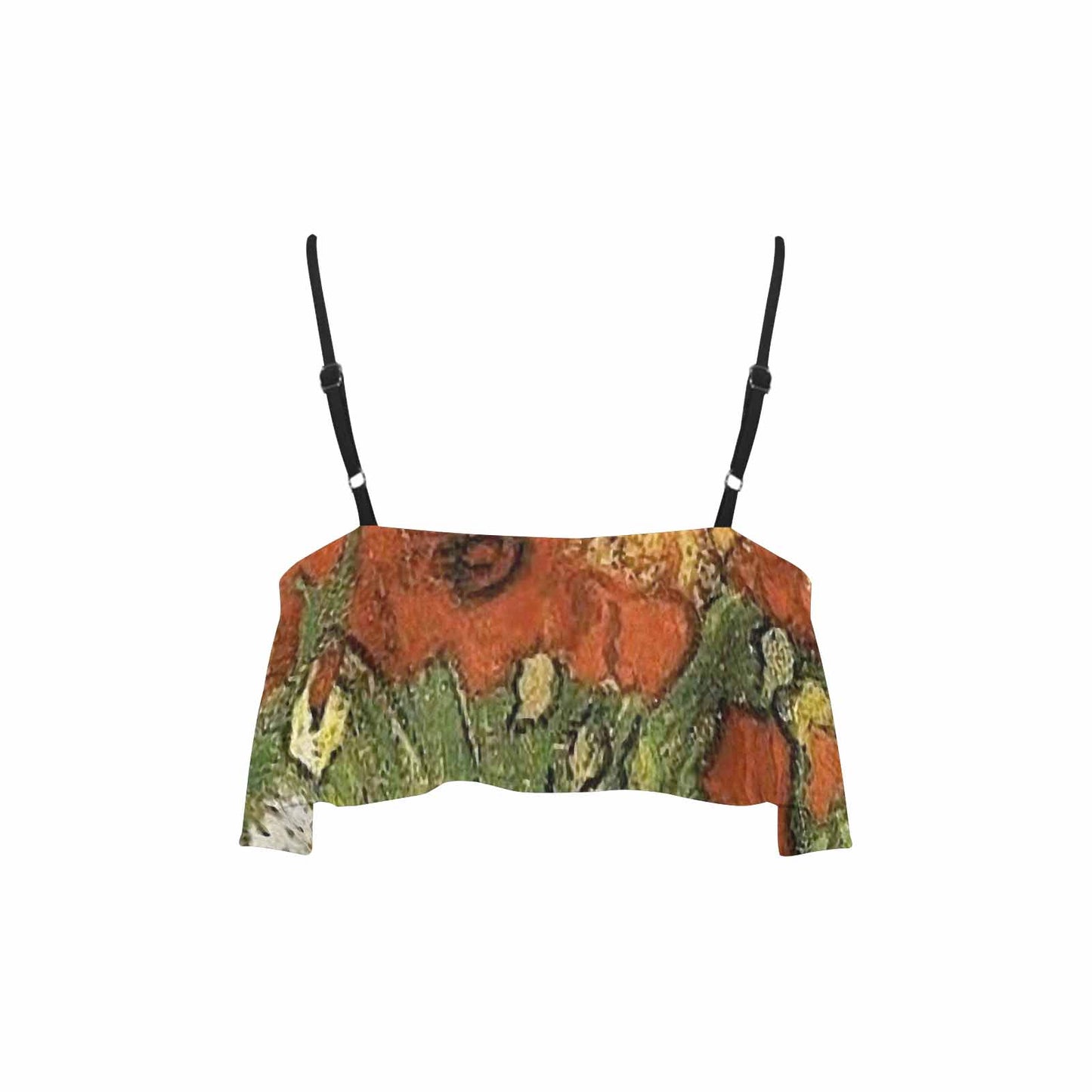Vintage floral flounce bikini top, Design 56