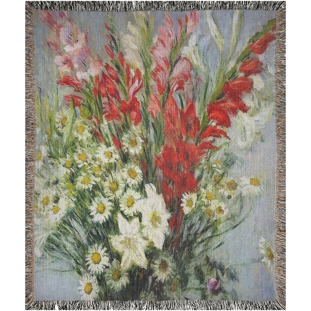 100% cotton Vintage Floral design woven blanket, 50 x 60 or 60 x 80in, Design 43