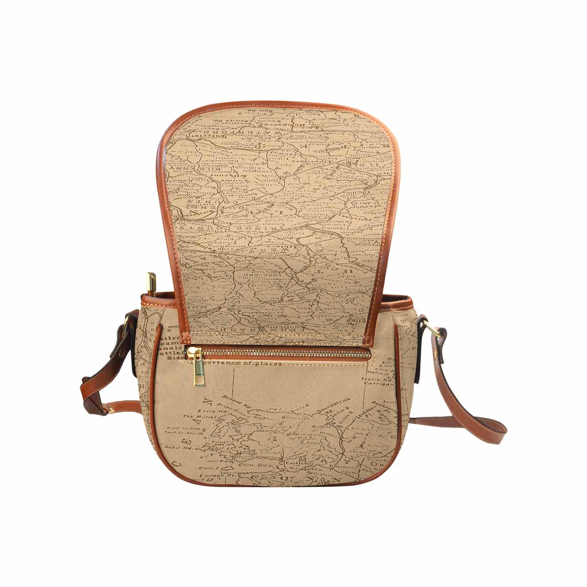 Antique Map design Handbag, saddle bag, Design 51
