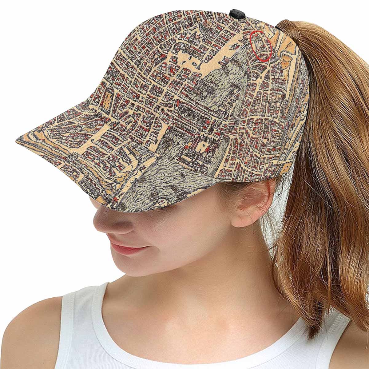 Antique Map design mens or womens deep snapback cap, trucker hat, Design 49