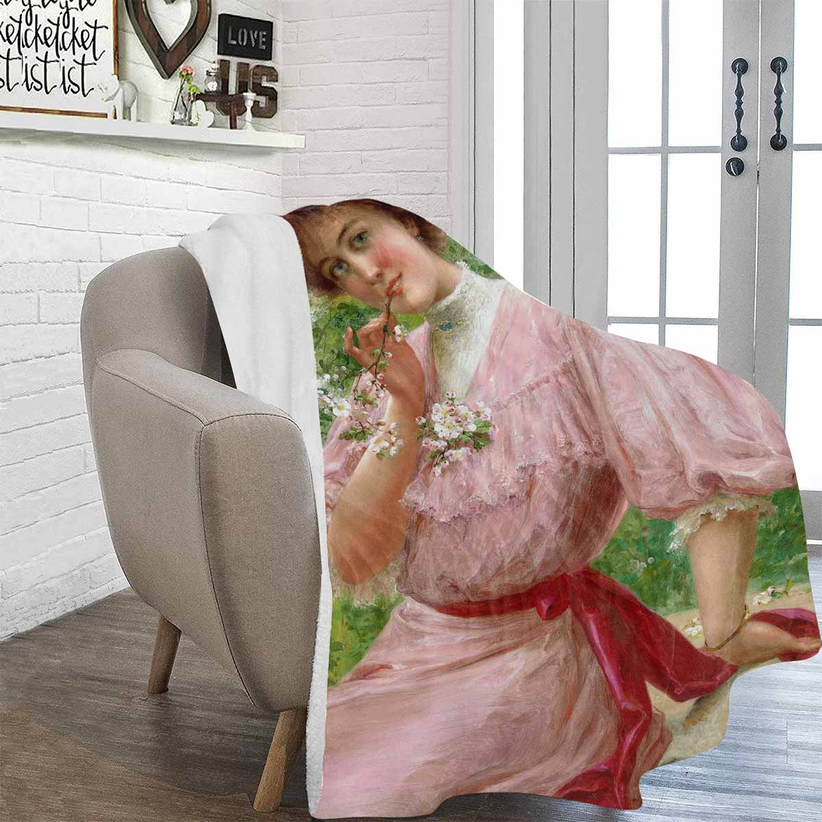 Victorian Lady Design BLANKET, LARGE 60 in x 80 in, Pretty In Pink