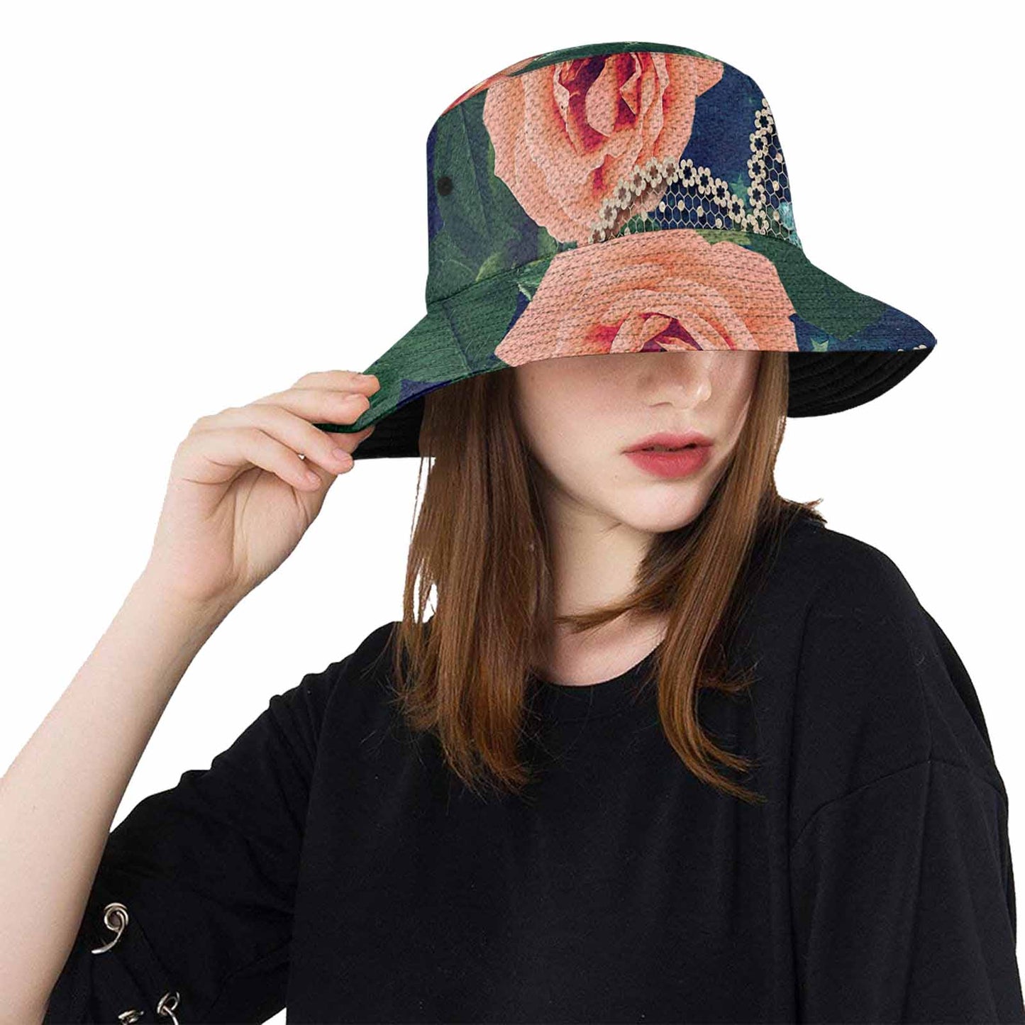 Victorian lace Bucket Hat, outdoors hat, design 01