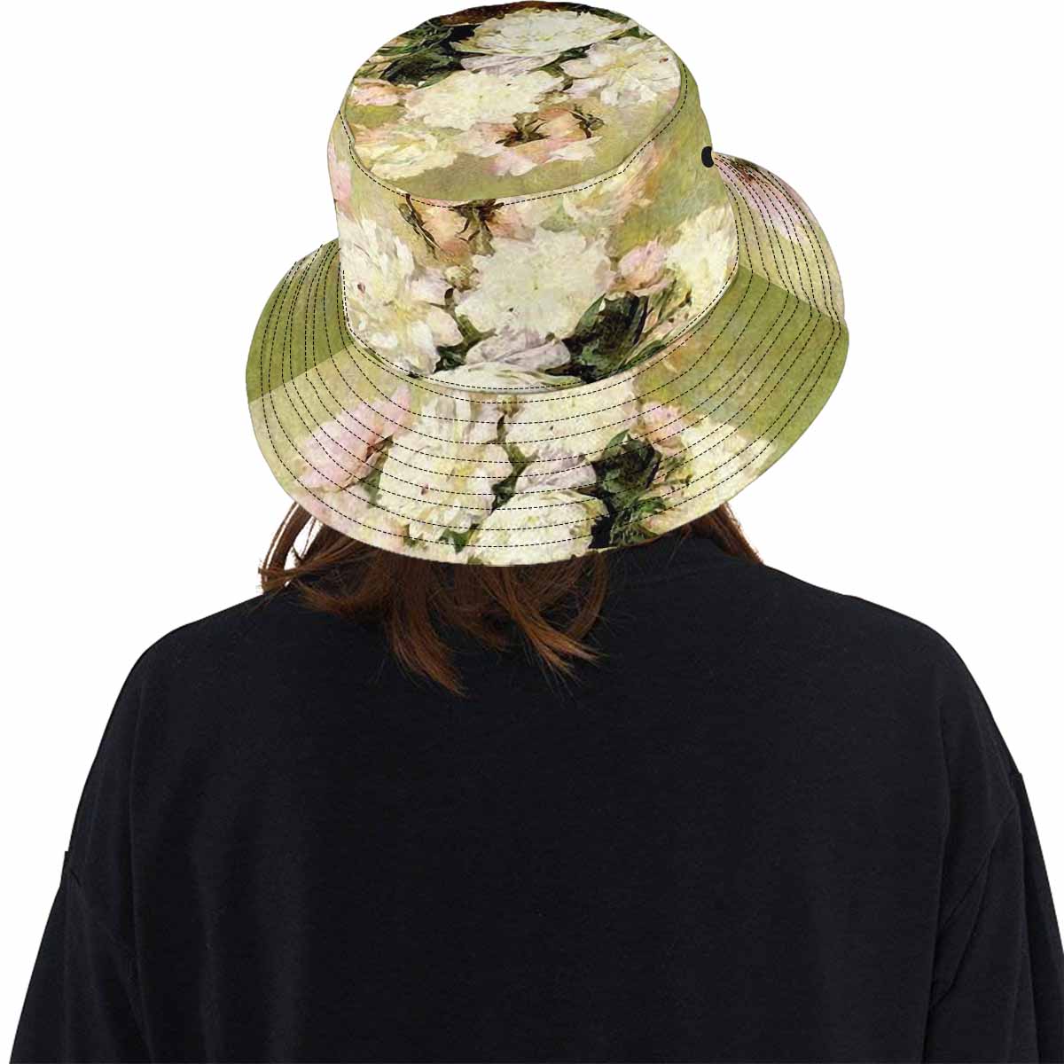 Vintage floral unisex bucket boonie Hat, outdoors hat, Design 35