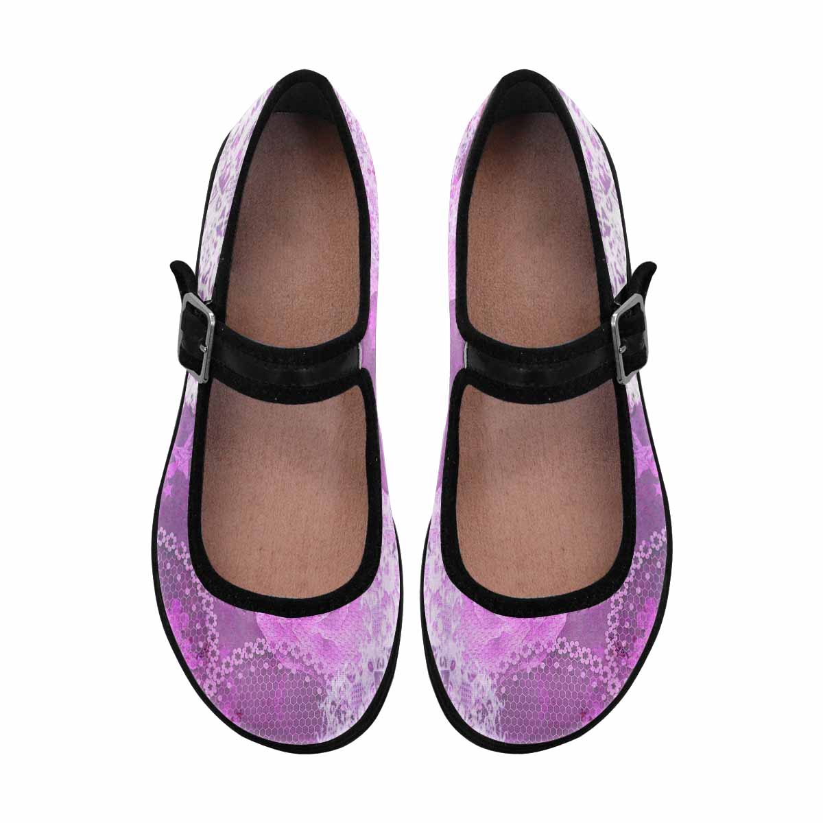 Victorian lace print, cute, vintage style women's Mary Jane shoes, design 03