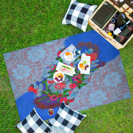 Victorian lace print waterproof picnic mat, 81 x 55in, design 46