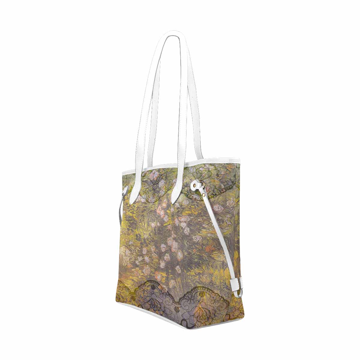 Vintage Floral Handbag, Classic Handbag, Mod 1695361 Design 05x, WHITE TRIM