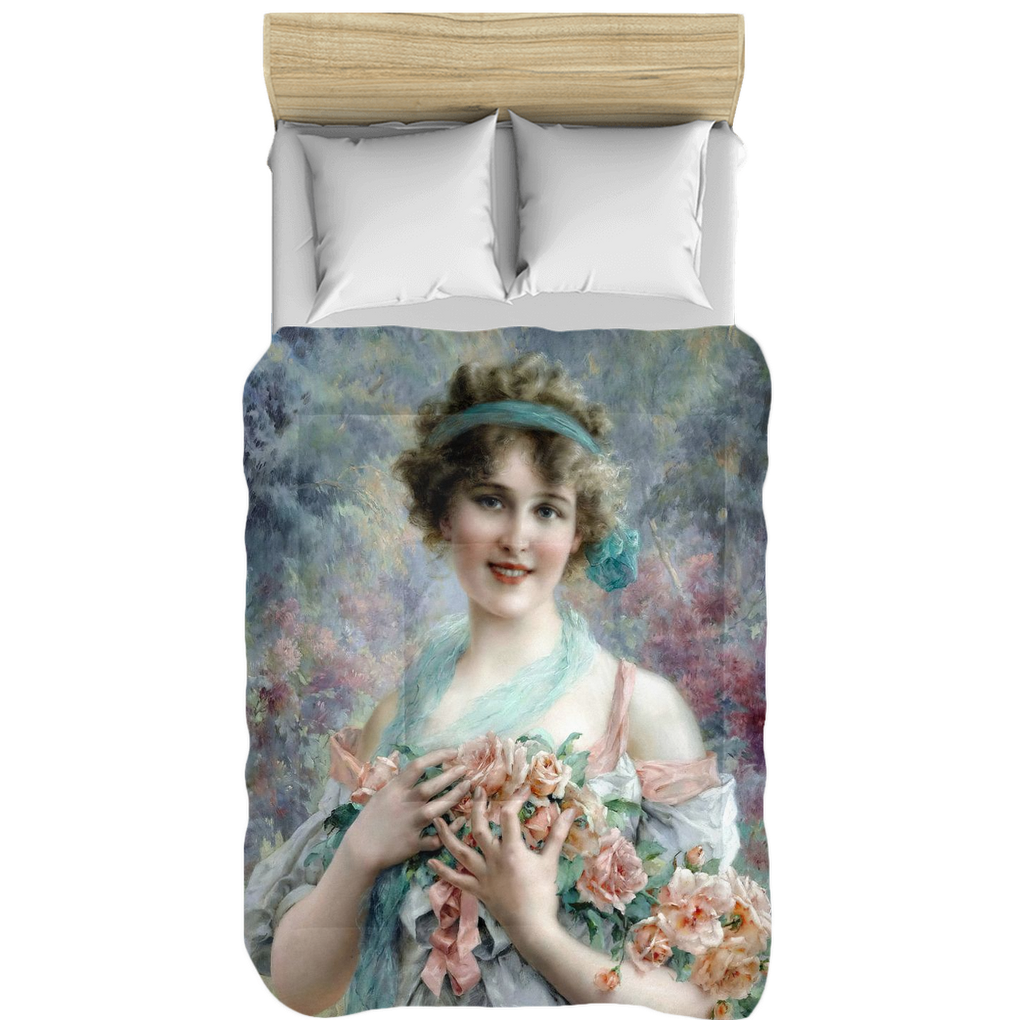 Victorian lady design comforter, twin, twin XL, queen or king, The Rose Girl