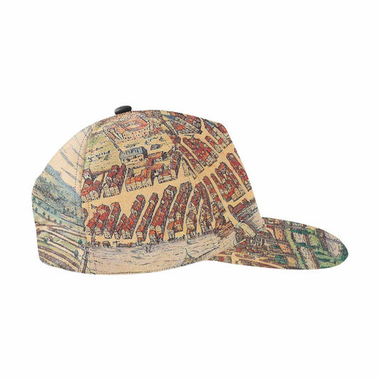 Antique Map design mens or womens deep snapback cap, trucker hat, Design 24