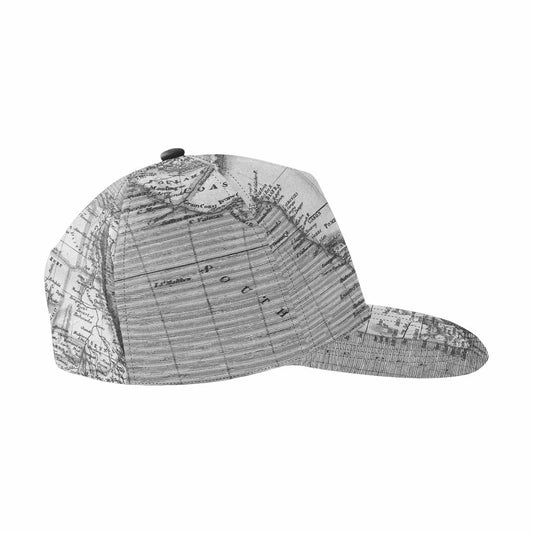 Antique Map design mens or womens deep snapback cap, trucker hat, Design 2